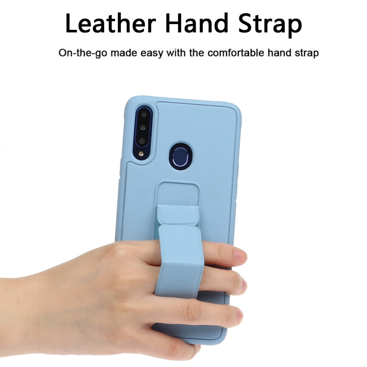 For Galaxy A20s Shockproof Solid Color TPU Case with Wristband