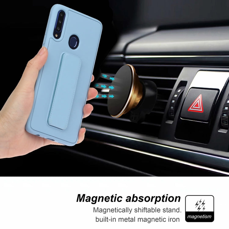 For Galaxy A20s Shockproof Solid Color TPU Case with Wristband