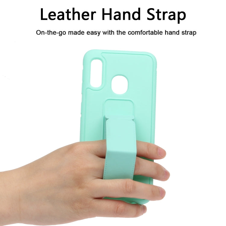 For Galaxy A20e Shockproof Solid Color TPU Case with Wristband
