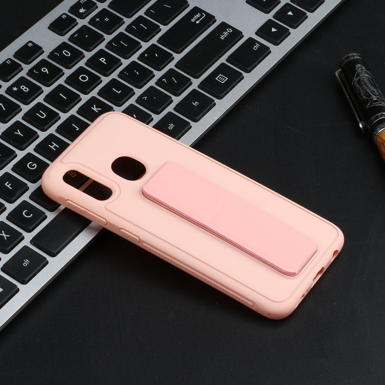For Galaxy A20e Shockproof Solid Color TPU Case with Wristband