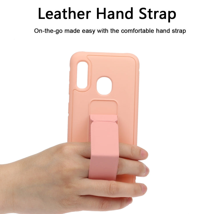 For Galaxy A20e Shockproof Solid Color TPU Case with Wristband