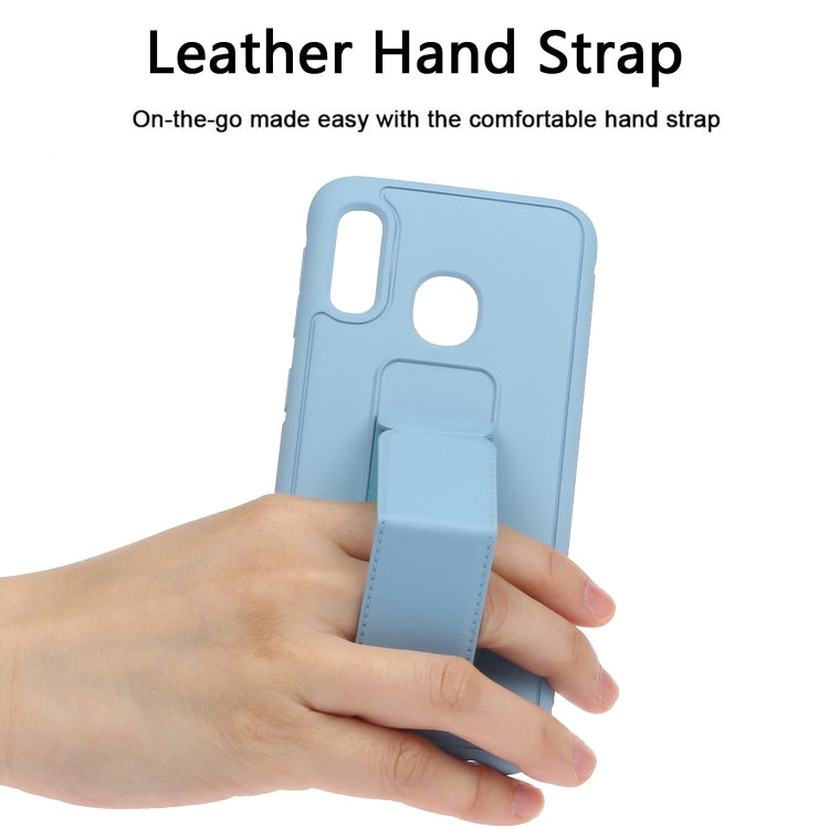 For Galaxy A20e Shockproof Solid Color TPU Case with Wristband