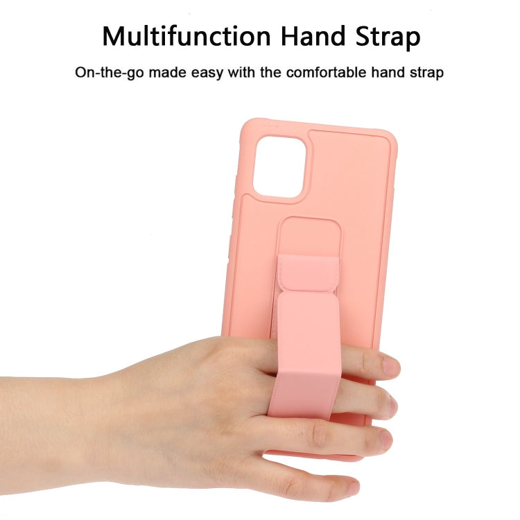 For Galaxy A81 Shockproof Solid Color TPU Case with Wristband