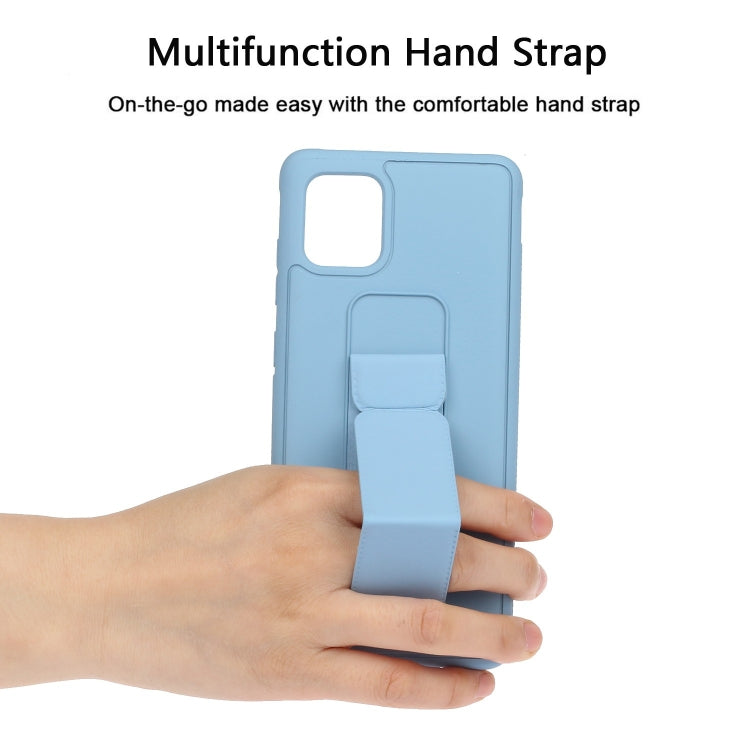 For Galaxy A81 Shockproof Solid Color TPU Case with Wristband