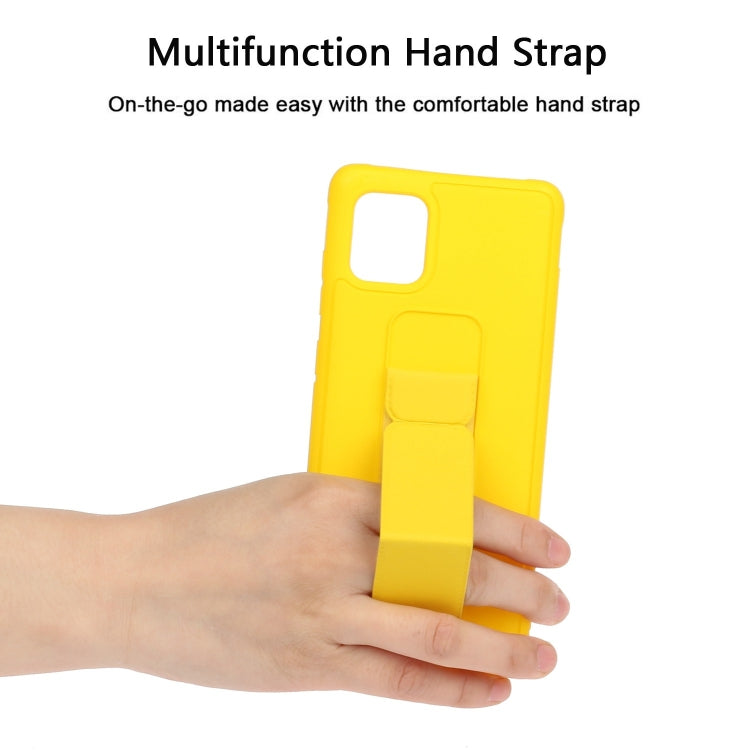 For Galaxy A81 Shockproof Solid Color TPU Case with Wristband