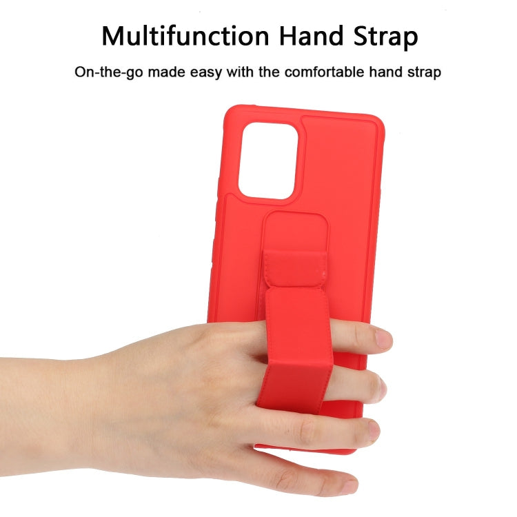 For Galaxy A91 Shockproof Solid Color TPU Case with Wristband