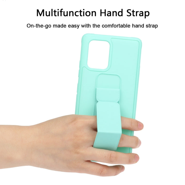 For Galaxy A91 Shockproof Solid Color TPU Case with Wristband