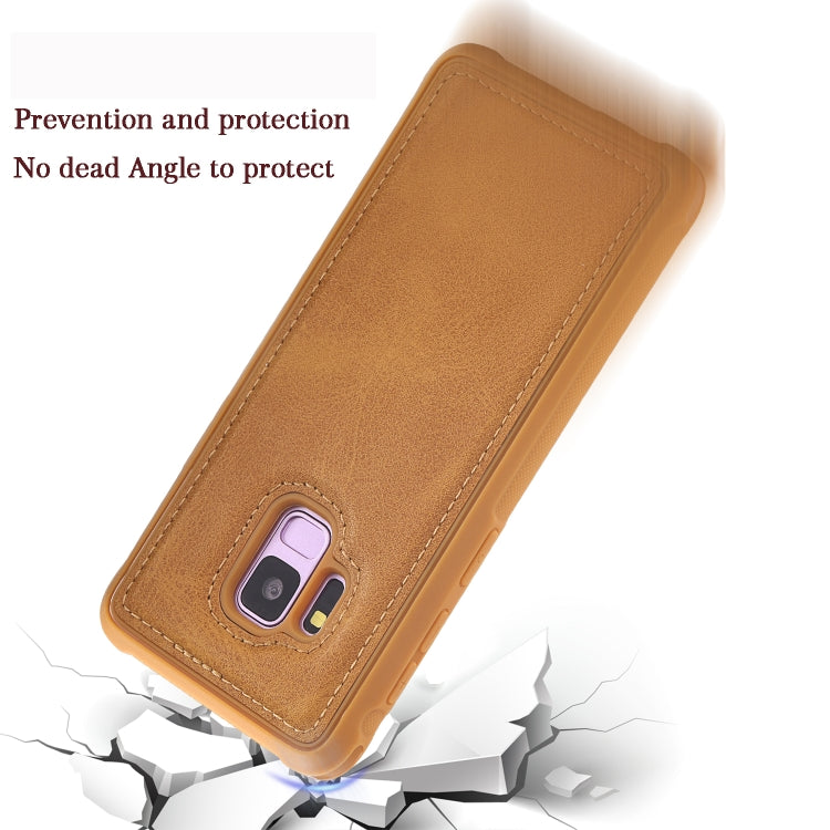 For Galaxy S9 Magnetic Shockproof PC + TPU + PU Leather Protective Case