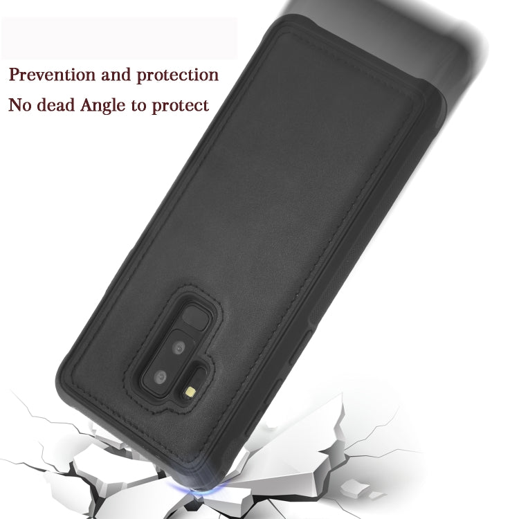 For Galaxy S9+ Magnetic Shockproof PC + TPU + PU Leather Protective Case