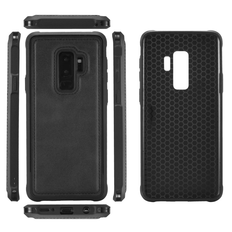 For Galaxy S9+ Magnetic Shockproof PC + TPU + PU Leather Protective Case
