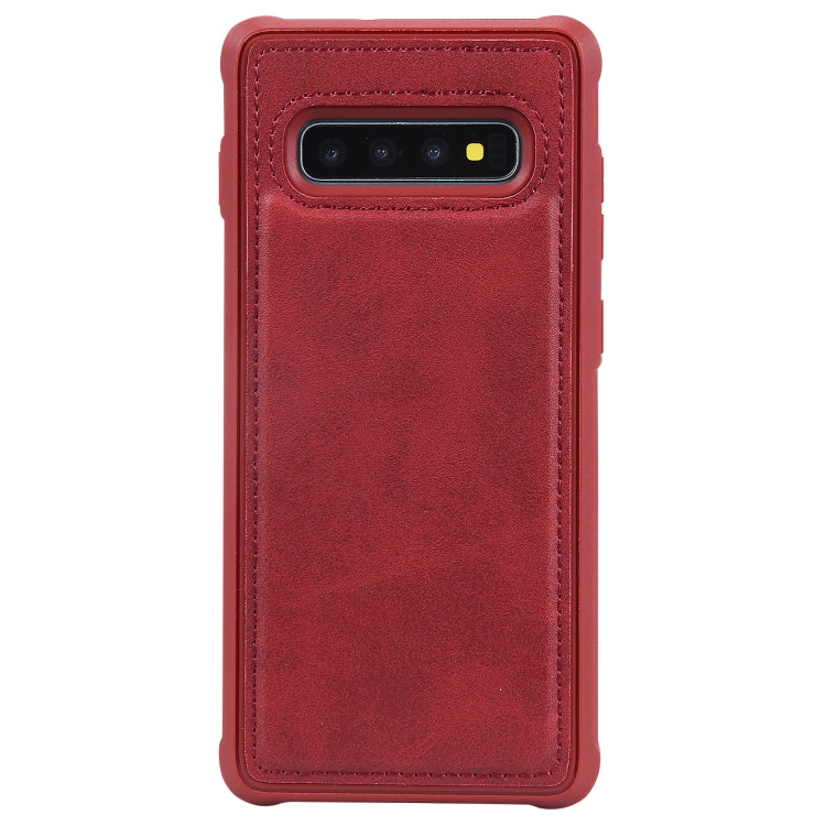 For Galaxy S10+ Magnetic Shockproof PC + TPU + PU Leather Protective Case