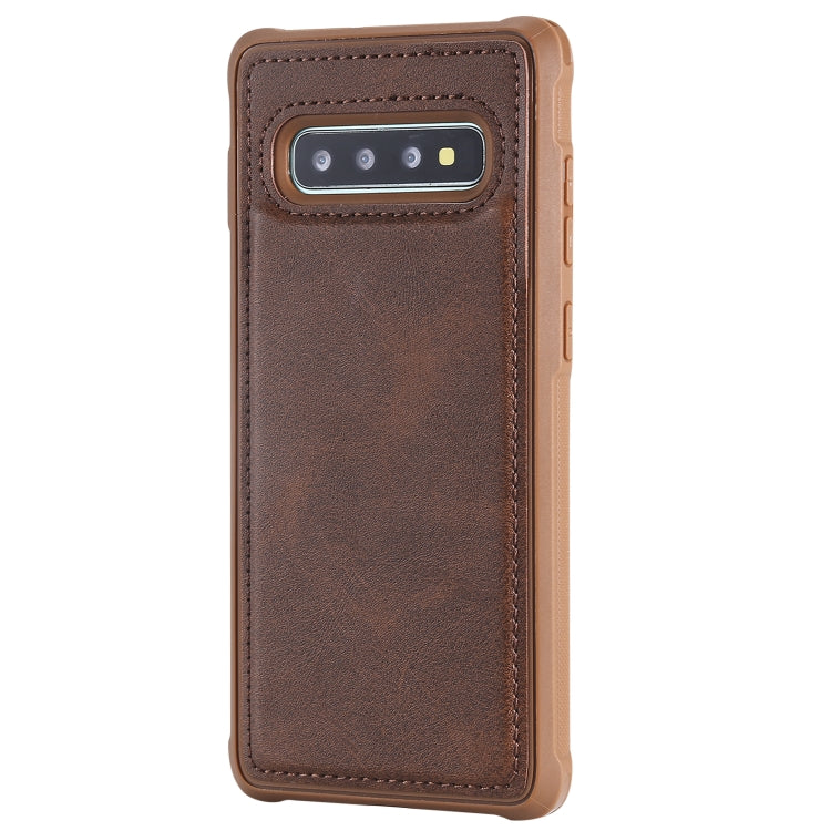 For Galaxy S10+ Magnetic Shockproof PC + TPU + PU Leather Protective Case