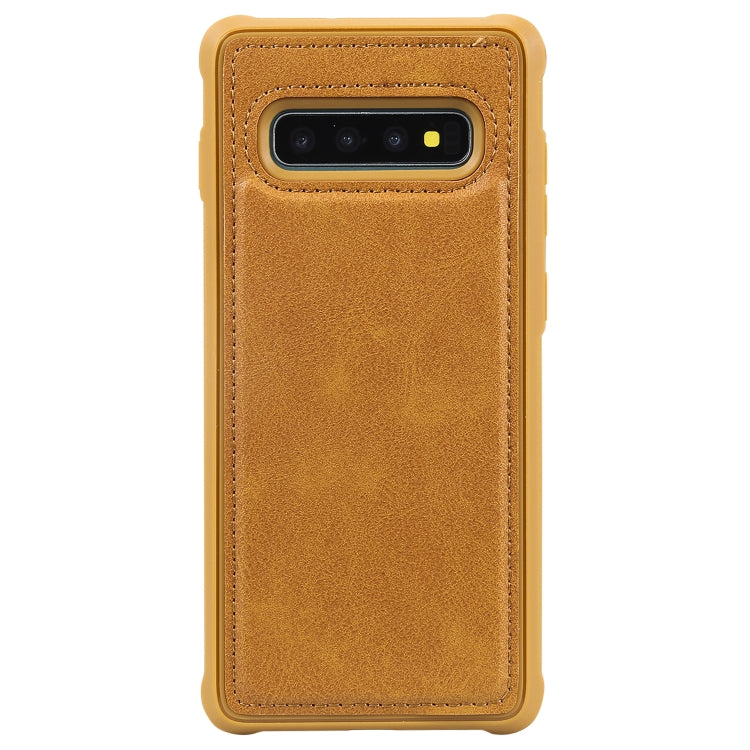 For Galaxy S10+ Magnetic Shockproof PC + TPU + PU Leather Protective Case