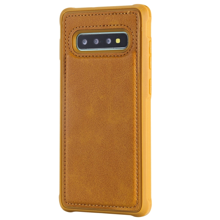 For Galaxy S10+ Magnetic Shockproof PC + TPU + PU Leather Protective Case