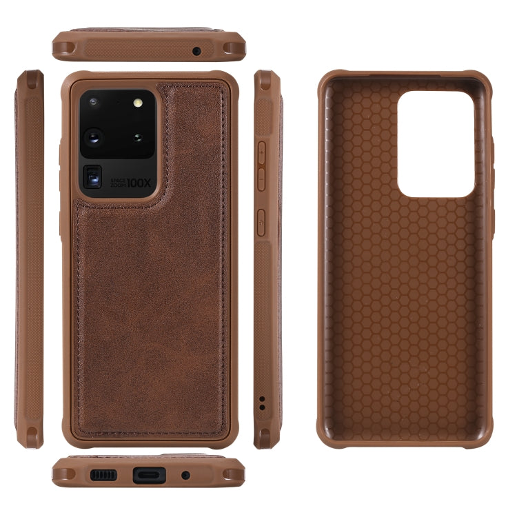 For Galaxy S20 Ultra Magnetic Shockproof PC + TPU + PU Leather Protective Case