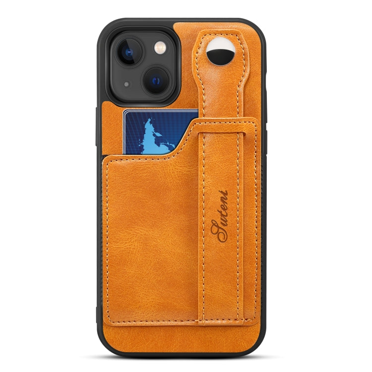 For iPhone 14 Suteni 215 Wrist Strap PU Phone Case