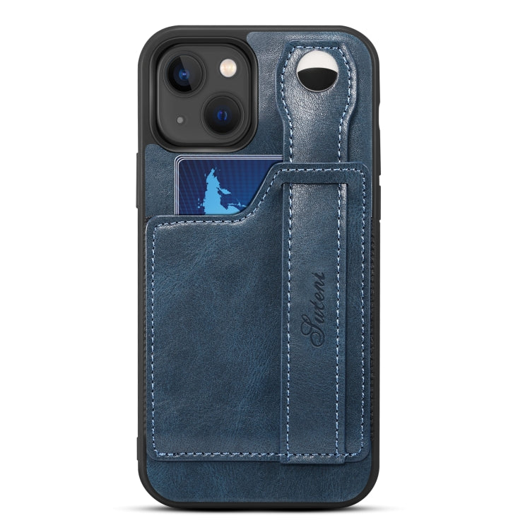 For iPhone 14 Suteni 215 Wrist Strap PU Phone Case