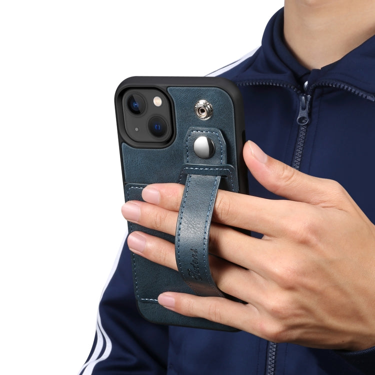 For iPhone 14 Suteni 215 Wrist Strap PU Phone Case
