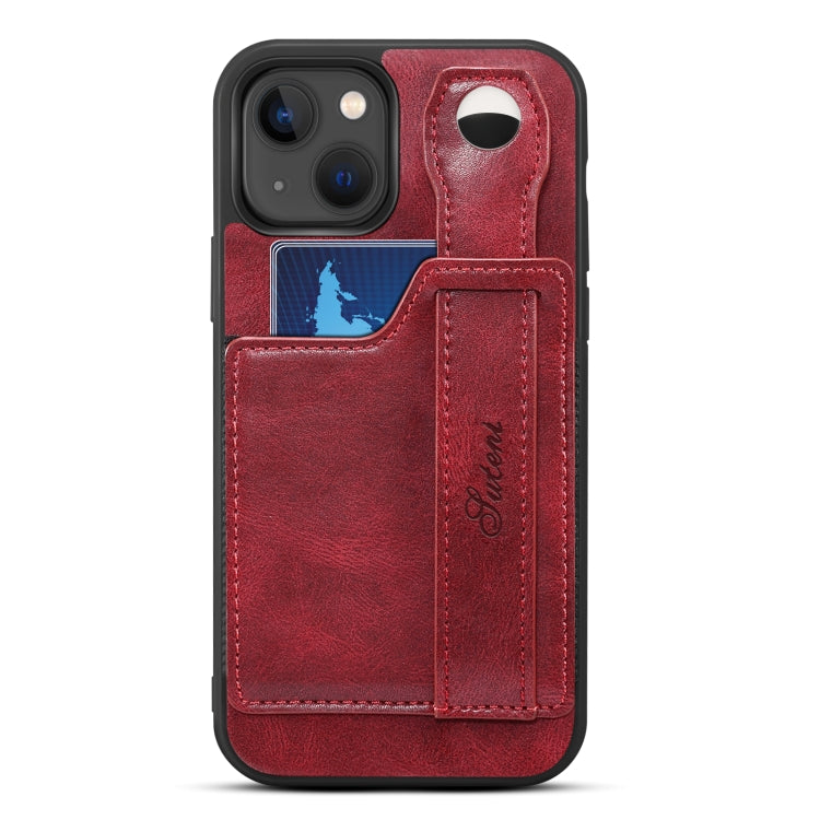 For iPhone 14 Suteni 215 Wrist Strap PU Phone Case