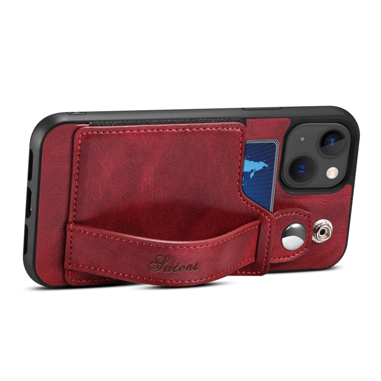 For iPhone 14 Suteni 215 Wrist Strap PU Phone Case