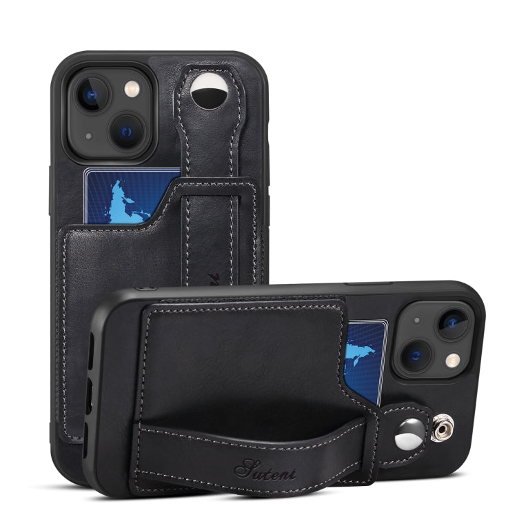 For iPhone 14 Suteni 215 Wrist Strap PU Phone Case