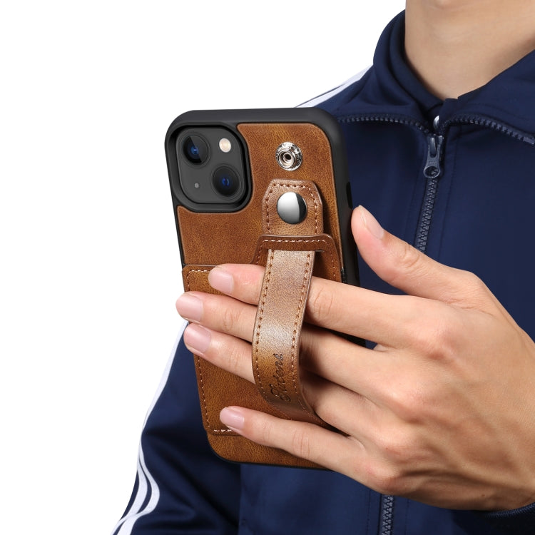 For iPhone 14 Suteni 215 Wrist Strap PU Phone Case