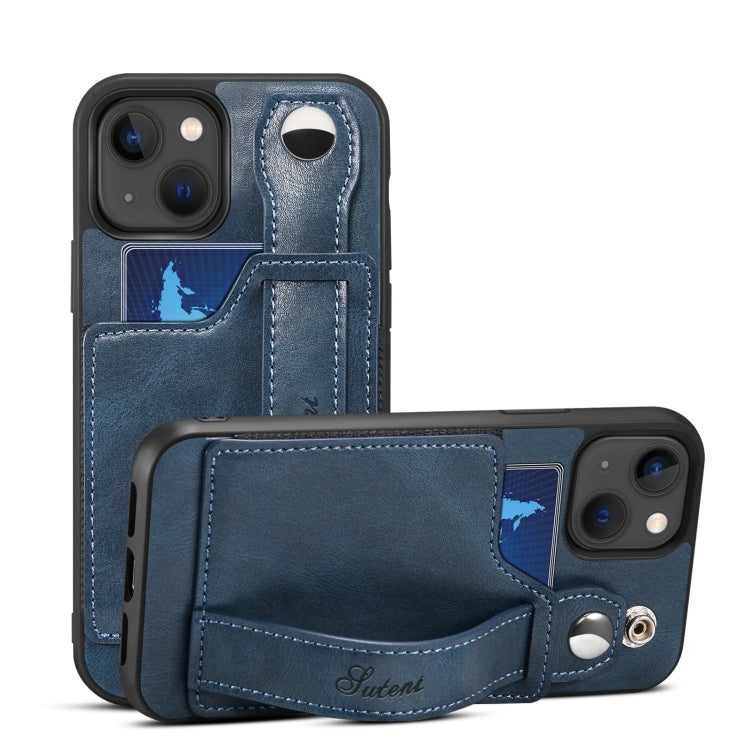 For iPhone 14 Plus Suteni 215 Wrist Strap PU Phone Case