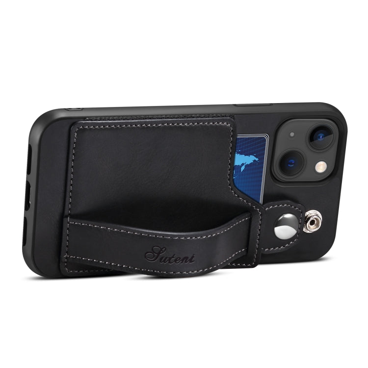 For iPhone 14 Plus Suteni 215 Wrist Strap PU Phone Case