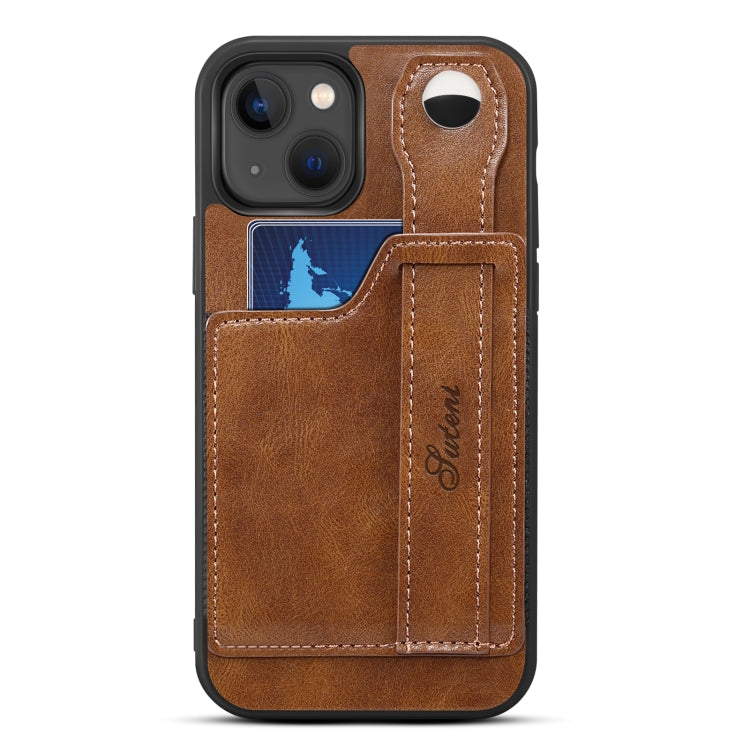 For iPhone 14 Plus Suteni 215 Wrist Strap PU Phone Case