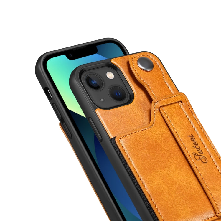 For iPhone 14 Plus Suteni 215 Wrist Strap PU Phone Case