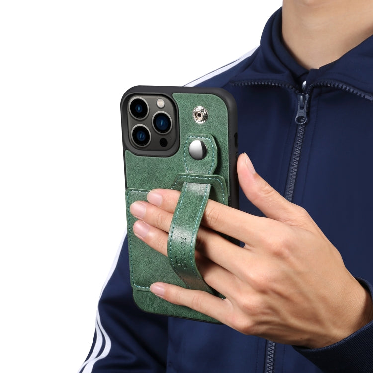 For iPhone 14 Pro Suteni 215 Wrist Strap PU Phone Case