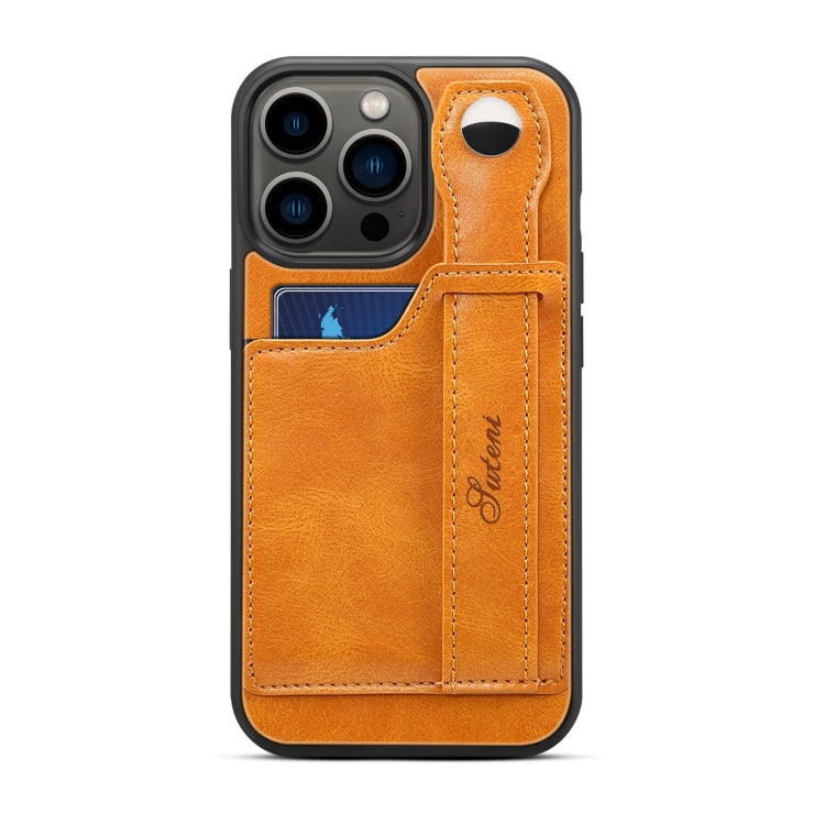 For iPhone 14 Pro Suteni 215 Wrist Strap PU Phone Case