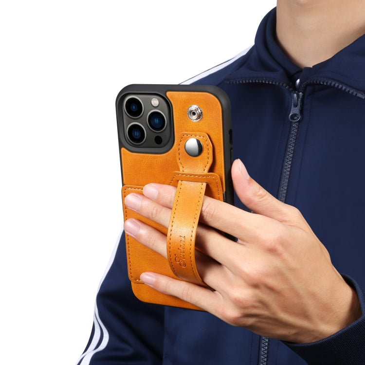 For iPhone 14 Pro Suteni 215 Wrist Strap PU Phone Case