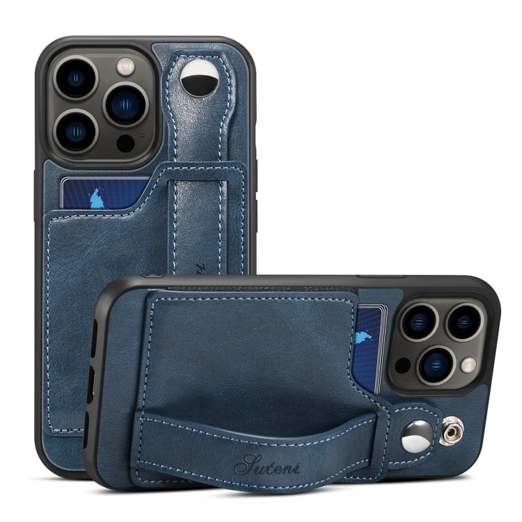 For iPhone 14 Pro Suteni 215 Wrist Strap PU Phone Case