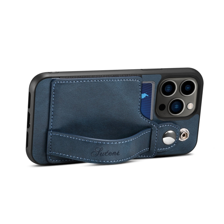 For iPhone 14 Pro Suteni 215 Wrist Strap PU Phone Case