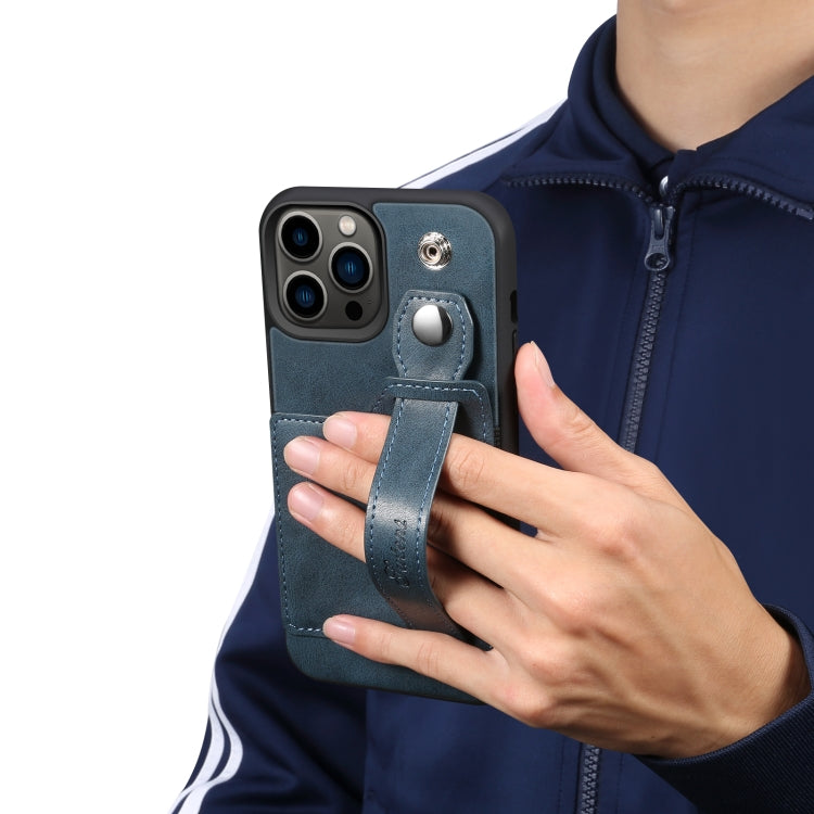 For iPhone 14 Pro Suteni 215 Wrist Strap PU Phone Case