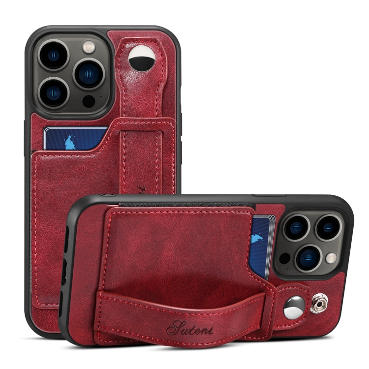 For iPhone 14 Pro Suteni 215 Wrist Strap PU Phone Case