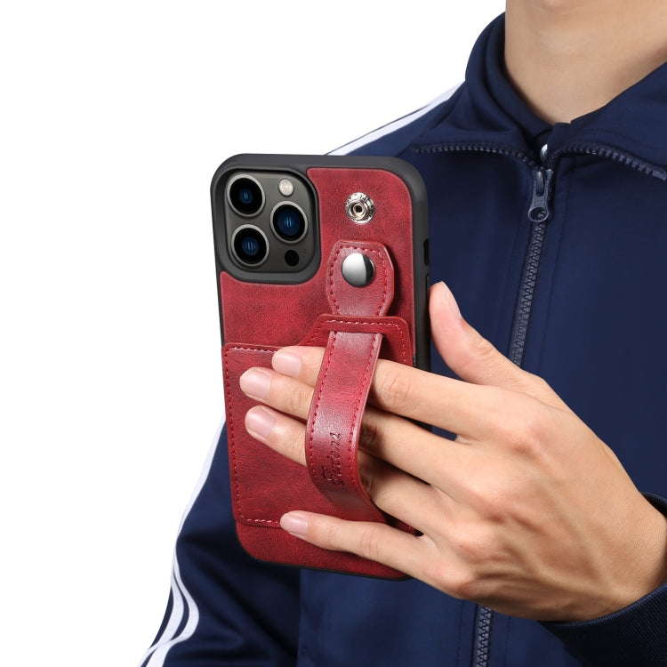 For iPhone 14 Pro Suteni 215 Wrist Strap PU Phone Case