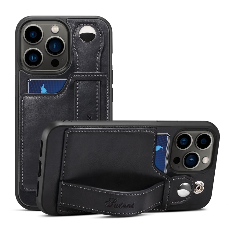 For iPhone 14 Pro Suteni 215 Wrist Strap PU Phone Case