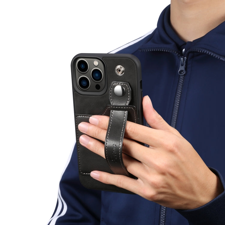 For iPhone 14 Pro Suteni 215 Wrist Strap PU Phone Case
