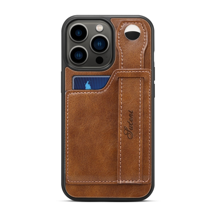 For iPhone 14 Pro Suteni 215 Wrist Strap PU Phone Case