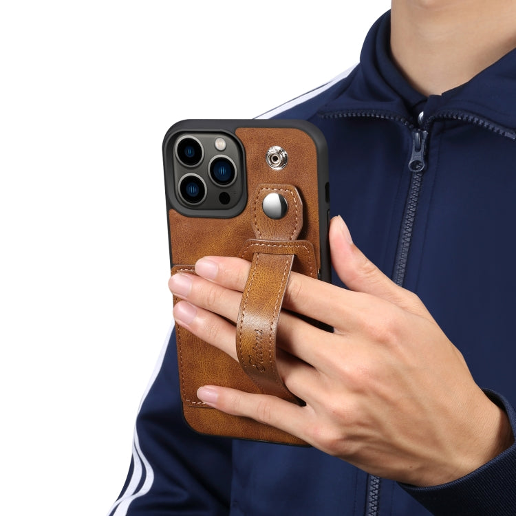 For iPhone 14 Pro Suteni 215 Wrist Strap PU Phone Case
