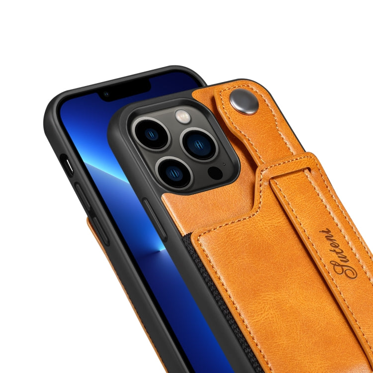 For iPhone 14 Pro Suteni 215 Wrist Strap PU Phone Case