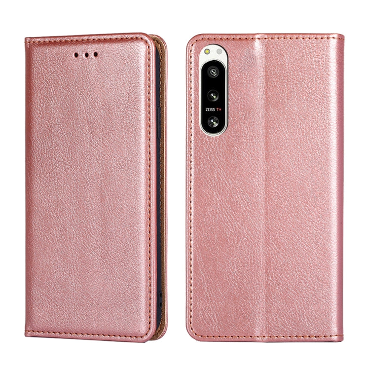For Sony Xperia 5 IV Gloss Oil Solid Color Magnetic Leather Phone Case