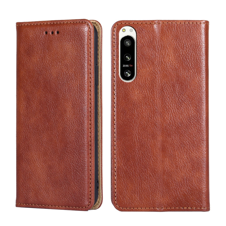 For Sony Xperia 5 IV Gloss Oil Solid Color Magnetic Leather Phone Case