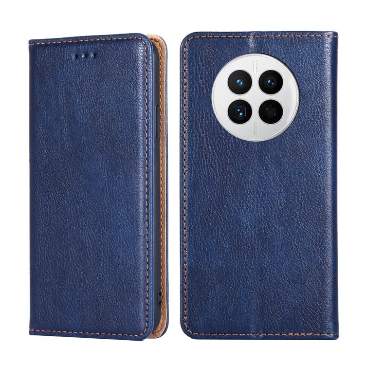 For Huawei Mate 50 Gloss Oil Solid Color Magnetic Leather Phone Case