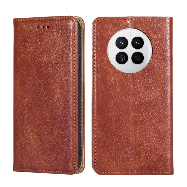 For Huawei Mate 50 Gloss Oil Solid Color Magnetic Leather Phone Case