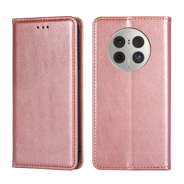 For Huawei Mate 50 Pro Gloss Oil Solid Color Magnetic Leather Phone Case