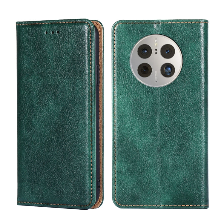 For Huawei Mate 50 Pro Gloss Oil Solid Color Magnetic Leather Phone Case