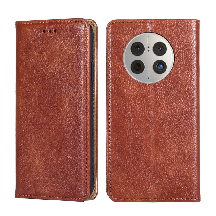 For Huawei Mate 50 Pro Gloss Oil Solid Color Magnetic Leather Phone Case